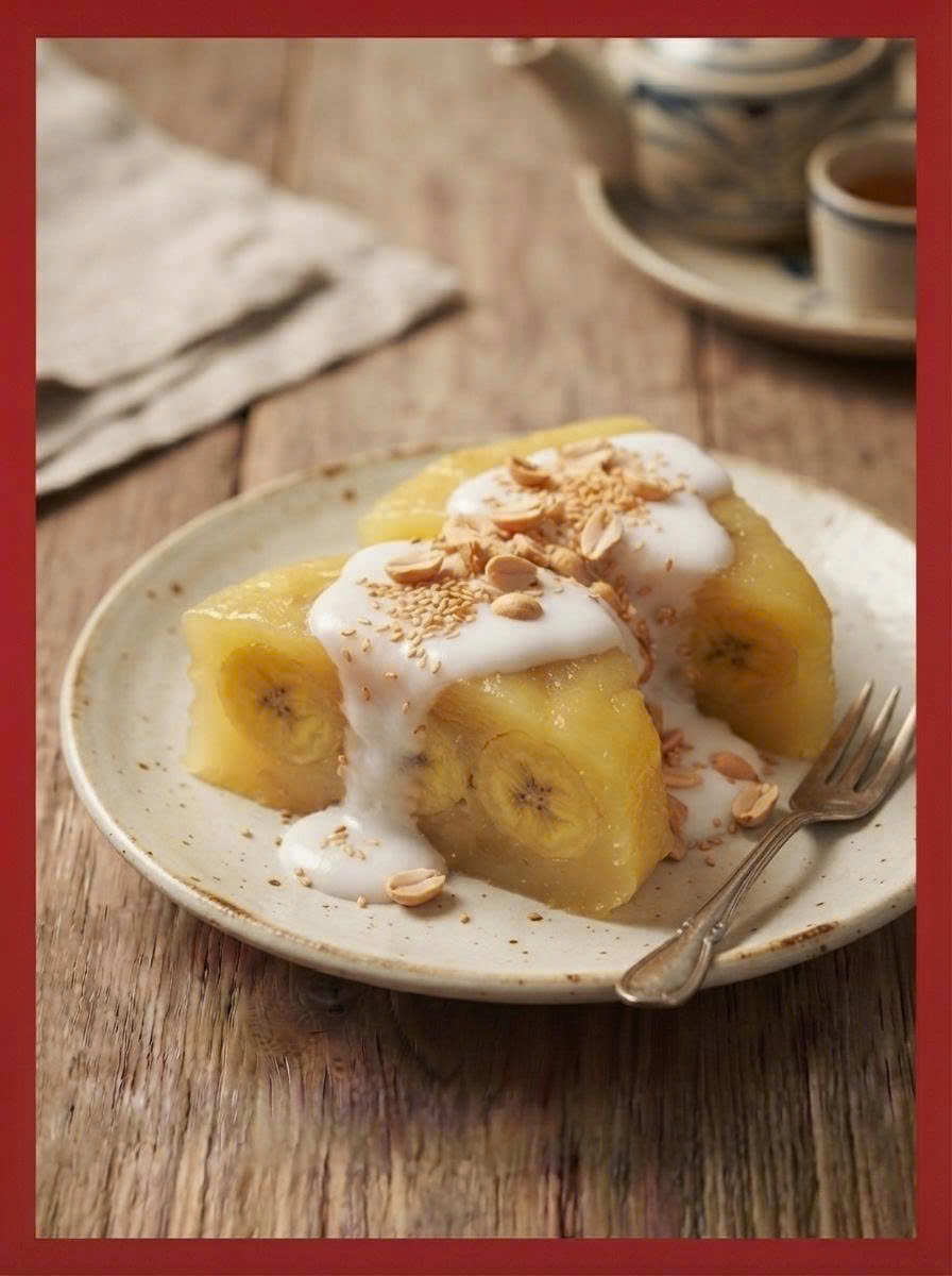 Gedämpfter Bananenkuchen mit Kokosmilch