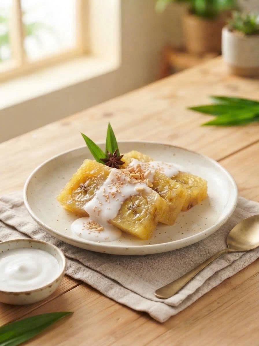 Gedämpfter Bananenkuchen mit Kokosmilch